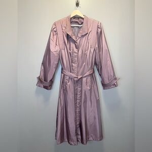 80s Glam Chiango Fleet Street High Collar Pearlescent Lavender Trench Coat